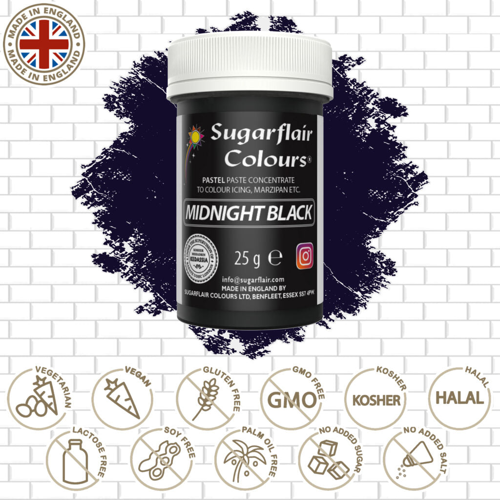 Speisefarben-Paste Sugarflair - Midnight Black 25g