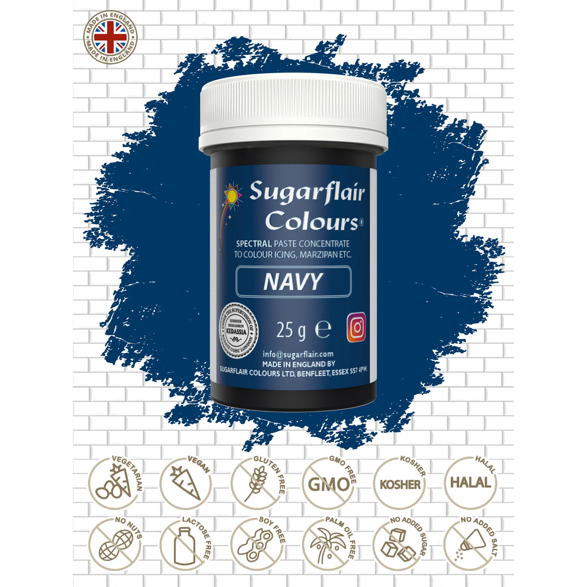 Speisefarben-Paste Sugarflair - Navy Blau 25g