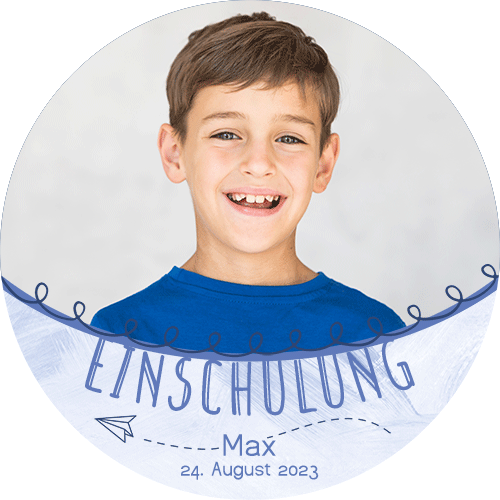 Tortenbild zur Einschulung Papierflieger - Blau