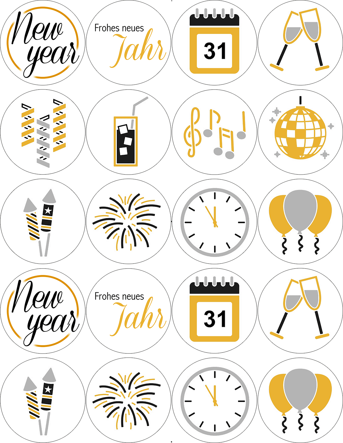 Bedruckte Oblaten Silvester