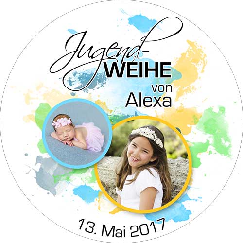Tortenbild Jugendweihe Motiv Kleckse Rund