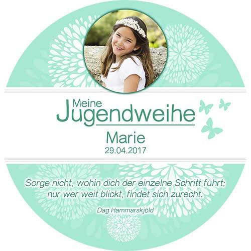 Tortenbild Jugendweihe Motiv Mint Rund