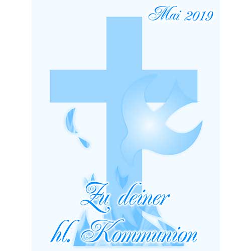 Tortenbild Kommunion - Konfirmation Rechteckig Motiv Kreuz Blau