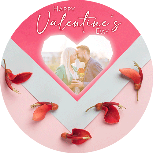 Tortenbild Valentinstag Herz & Rote Blumen Rund