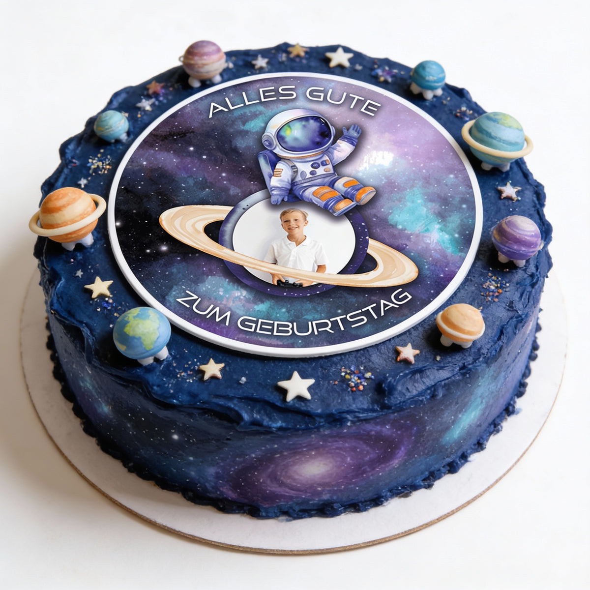 Torte mit Motivaufleger Astronaut im Weltall Kindergeburtstag