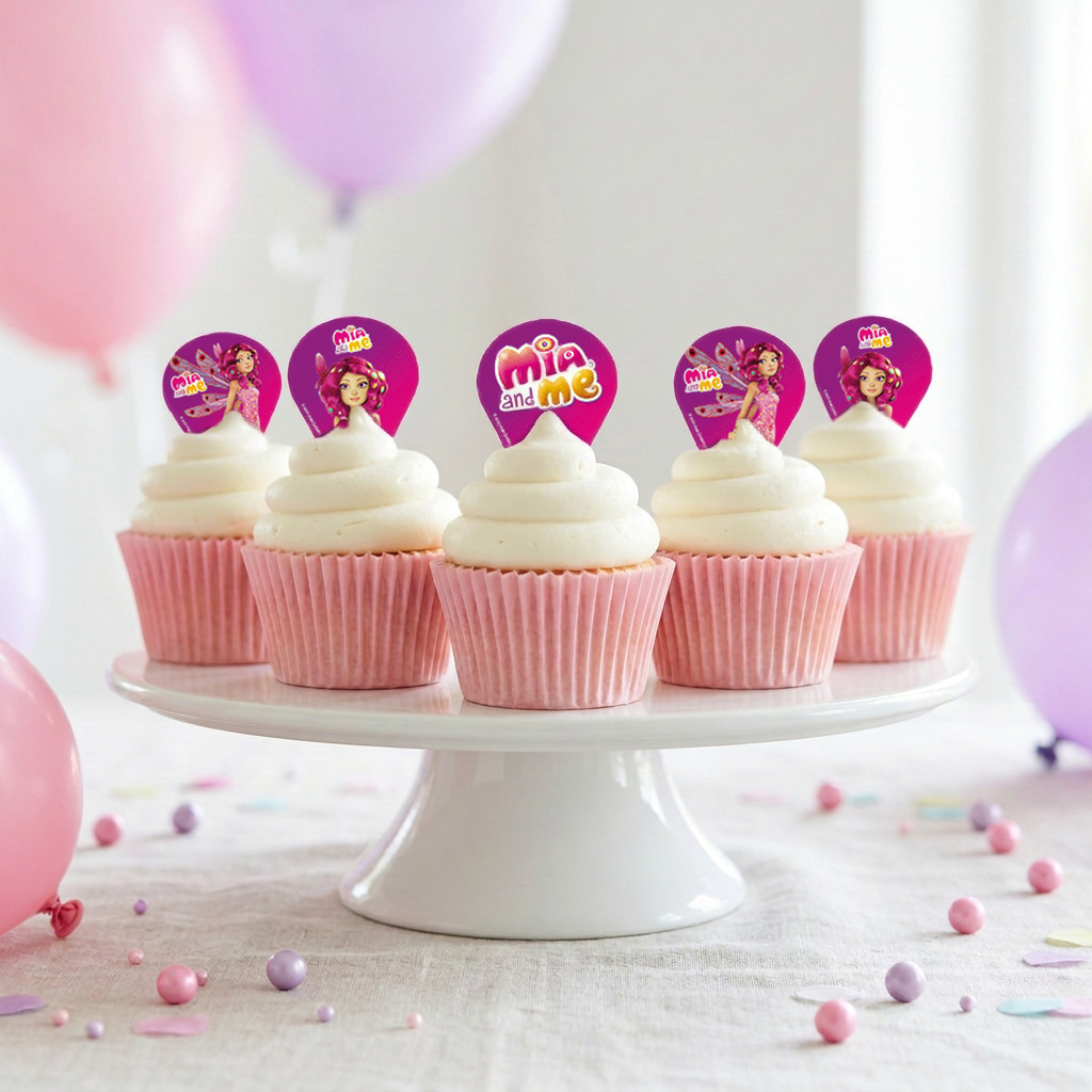Bedruckte Oblaten Einstecker Mia and Me in Cupcakes mit Buttercreme