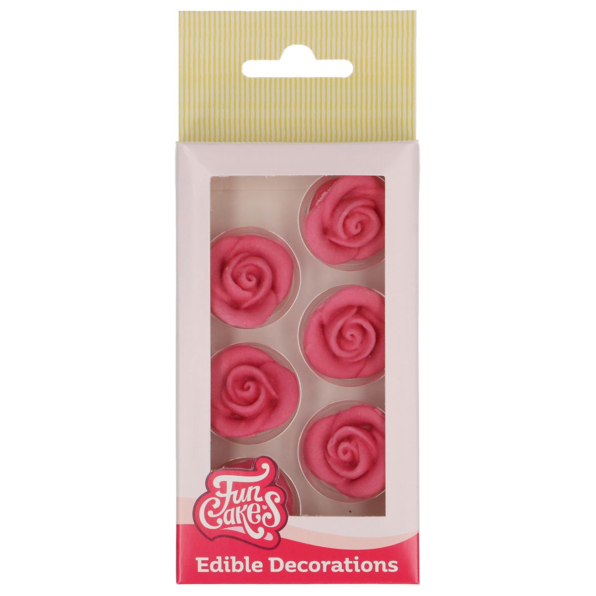 Zuckerdekoration rosa Rosen 6 Stück Packung