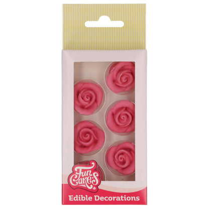 Zuckerdekoration rosa Rosen 6 Stück Packung