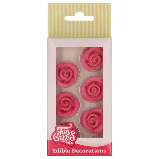 Zuckerdekoration rosa Rosen 6 Stück Packung