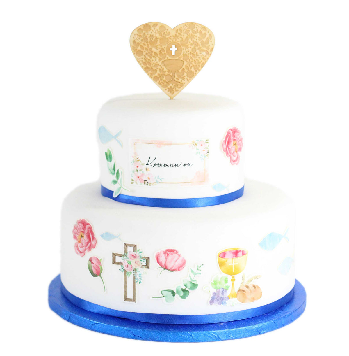 Fondant Kuchen-Tattoo - Kommunion Aquarell – Bild 1