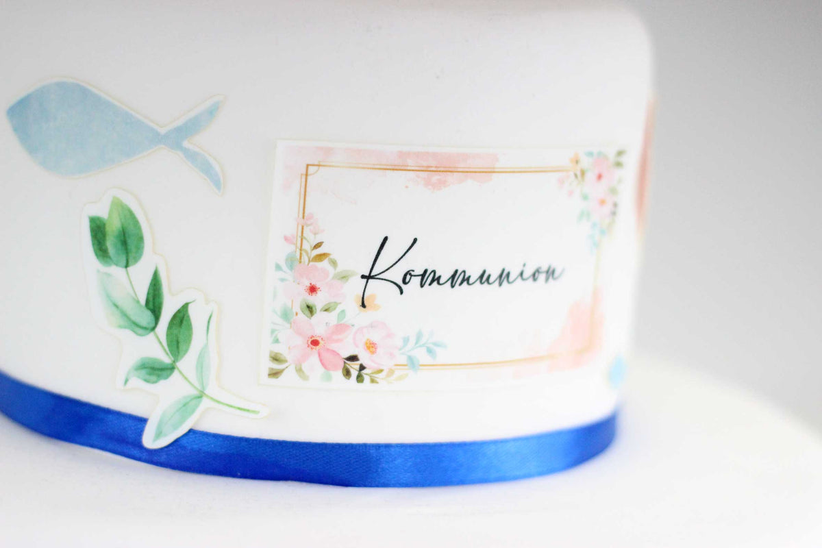 Fondant Kuchen-Tattoo - Kommunion Aquarell – Bild 2