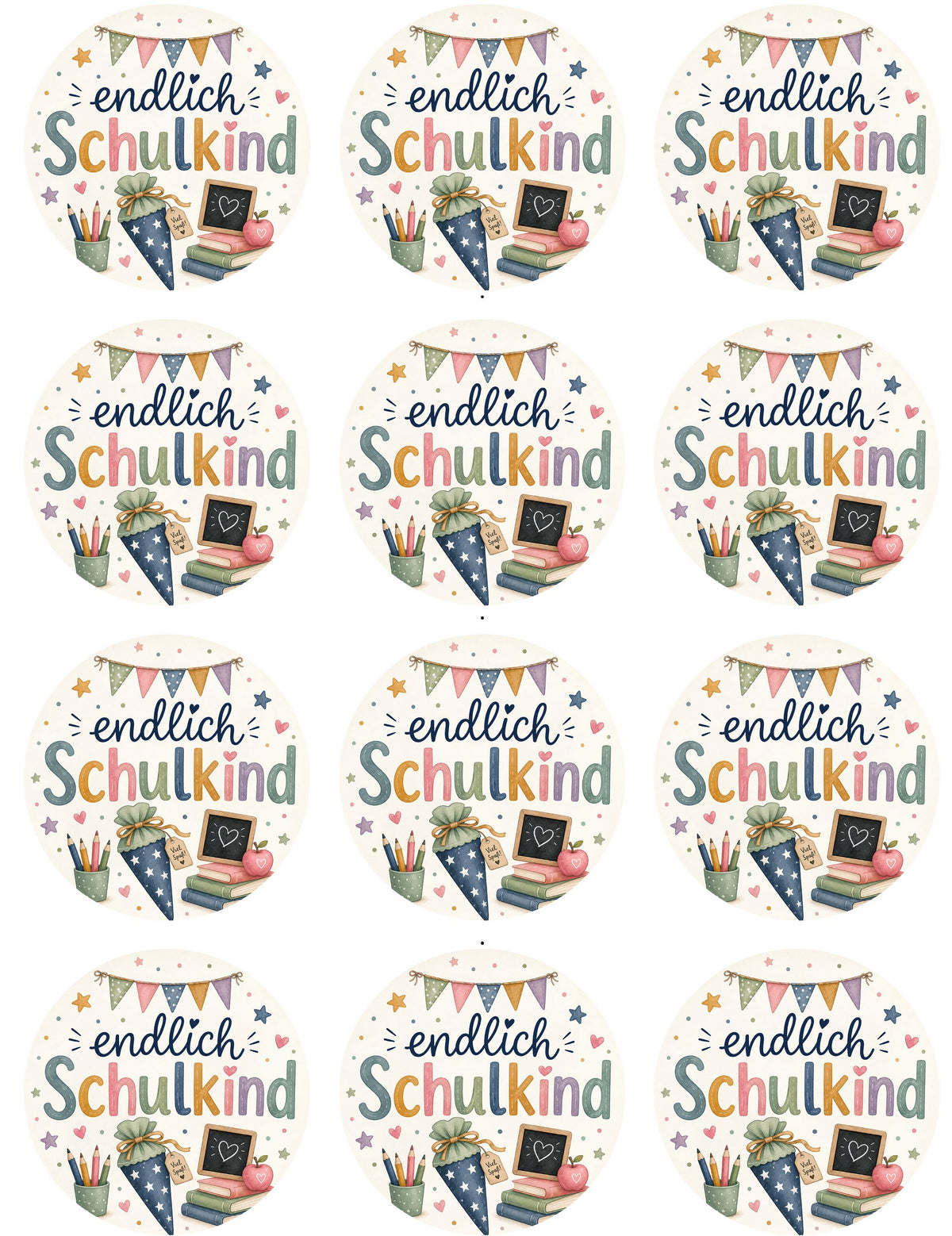 Oblaten Endlich Schulkind | Blaue oder Lila Zuckertüte | Einschulung – Bild 2
