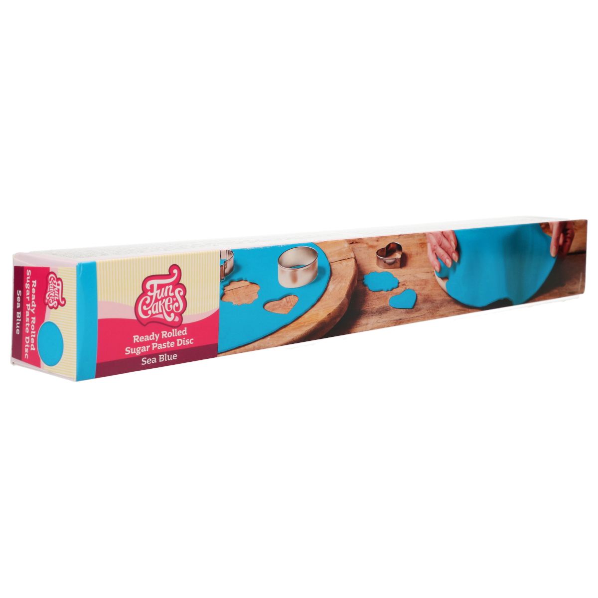 FunCakes ausgerollte Fondantdecke in Seablue schräg