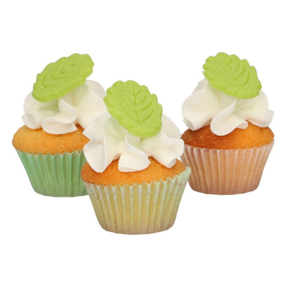 CupCakes mit Zuckerdekoration  grüne Blätter