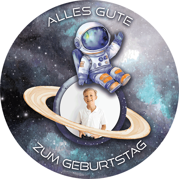 Tortenaufleger Motiv Astronaut im Weltall mit eigenem Foto