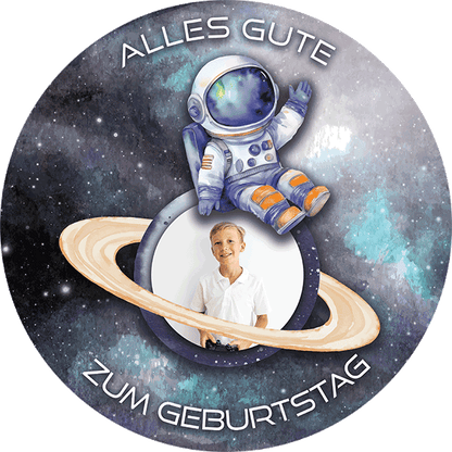Tortenaufleger Motiv Astronaut im Weltall mit eigenem Foto