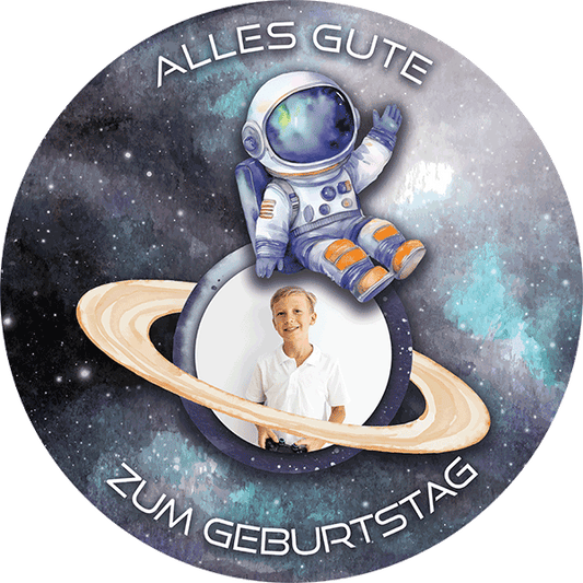 Tortenaufleger Motiv Astronaut im Weltall mit eigenem Foto