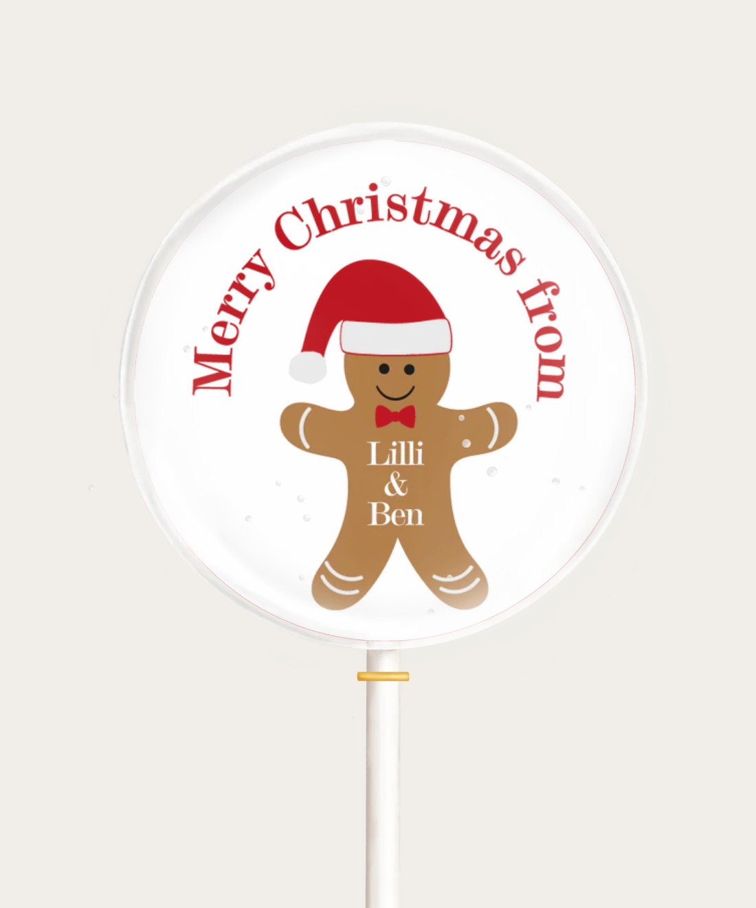 MotivLolli Lebkuchen Lebkuchenmann mit Mütze rot mit Hintergrund