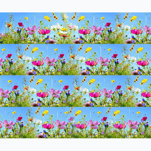Tortenband Wiese mit bunten Blumen