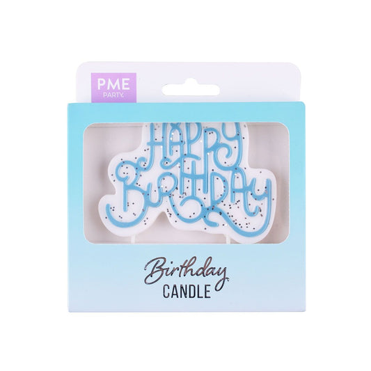 PME Funkelnde Geburtstagskerze blau - Happy Birthday – Bild 1