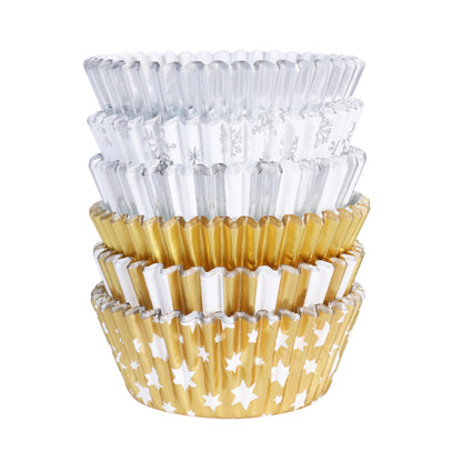 Weihnachtliche Cupcake-Förmchen - metallisch in Gold & Silber – Bild 1
