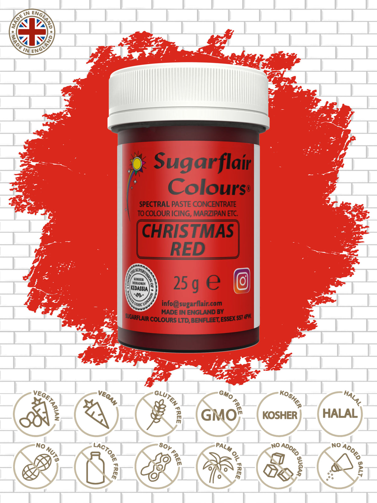 Speisefarben-Paste Sugarflair Christmas Red 25g