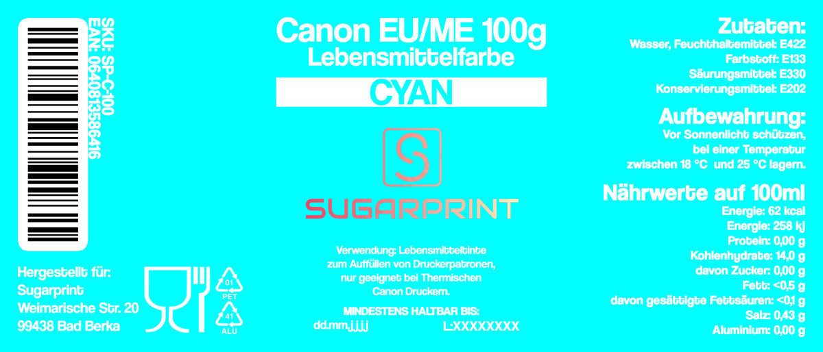 CYAN Lebensmitteltinte 100ml – Bild 4