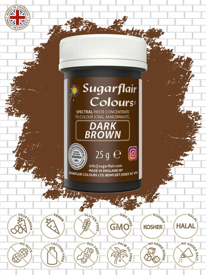 Speisefarben-Paste Sugarflair - Dark Brown 25g