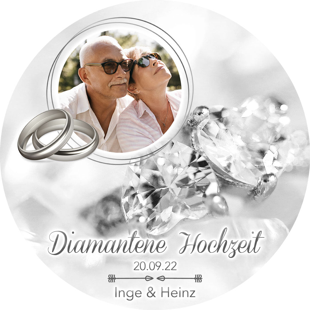 Tortenbild Diamantene Hochzeit Rund