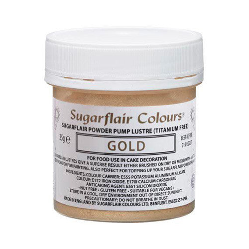 Sugarflair Pump Refill Glitzer - Gold - E171 free 25g – Bild 1