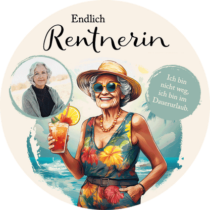 Tortenaufleger Rentnerin mit Foto