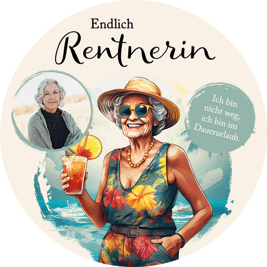 Tortenaufleger Rentnerin mit Foto