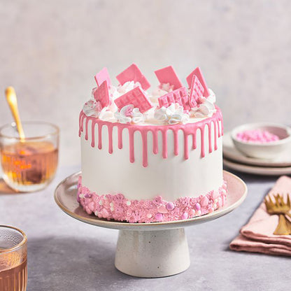 Cake Drip Light Pink Torte und Täfelchen