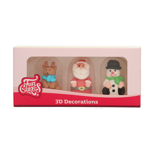 FunCakes Zukerfiguren Rudolph, Weihnachtsmann und Schneemann