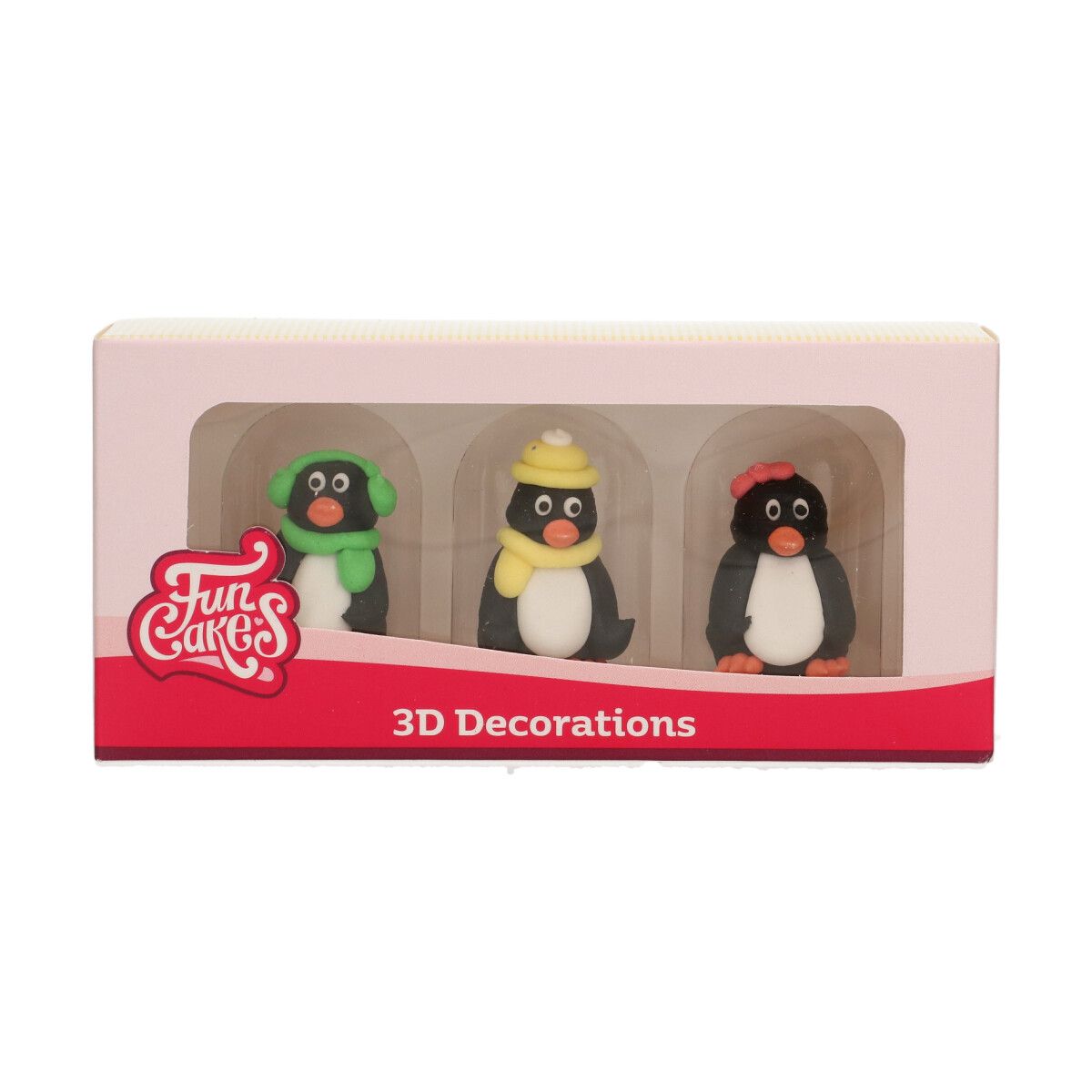 Tortendekoration Zuckerfiguren 3 Pinguine  mit farbigen Schals