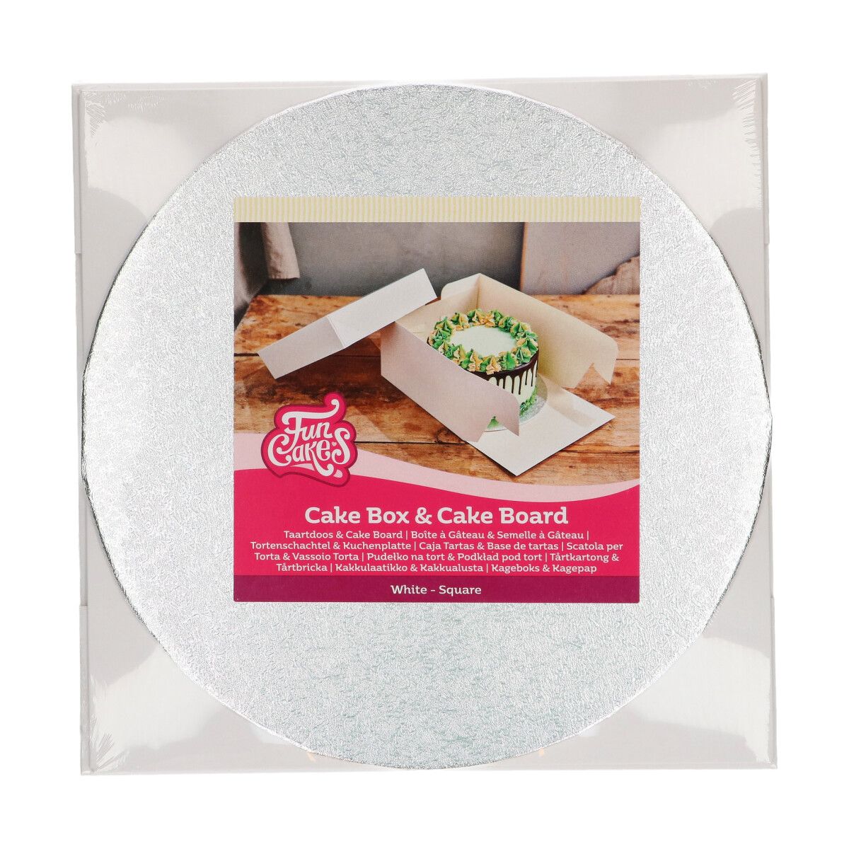 FunCakes Cake Box und Tortenplatte rund 25x25x15cm