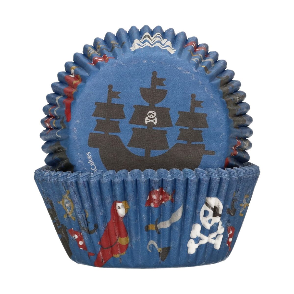 FunCakes Papier Muffin Backförmchen Piraten dunkelblau Seitenansicht