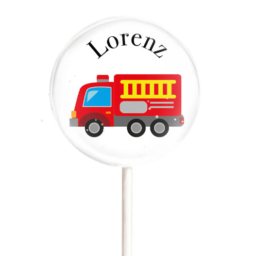 MotivLolli Feuerwehrwagen mit Namen zum Geburtstag