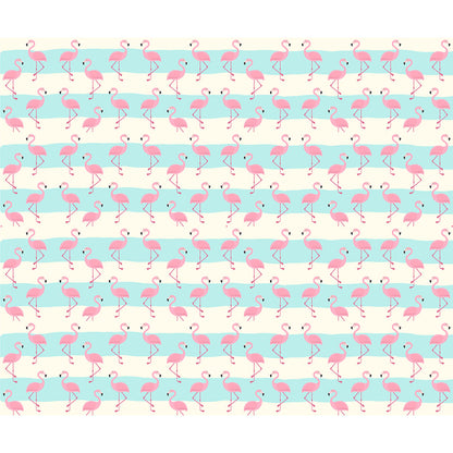 Tortenband beige -hellblau - gestreift mit Flamingos