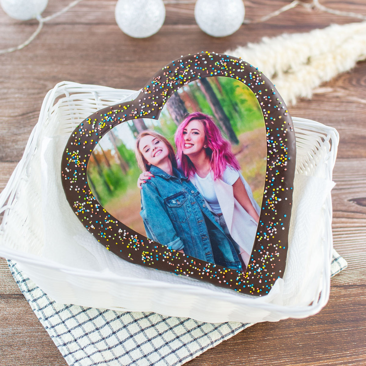 Foto-Lebkuchenherz mit Schokoüberzug Maxi – Bild 2
