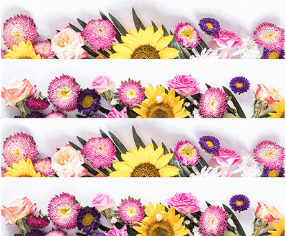 Tortenband weiß mit bunten Blumen