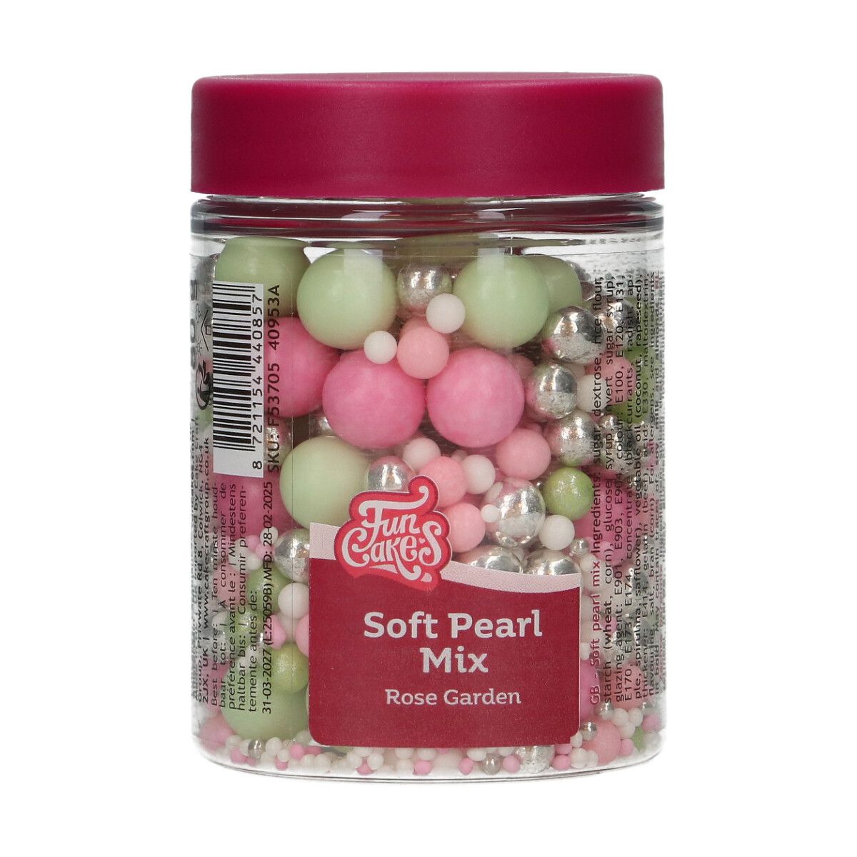 FunCakes Soft Pearls Mix Rosengarten rosa, grün , silber weiß