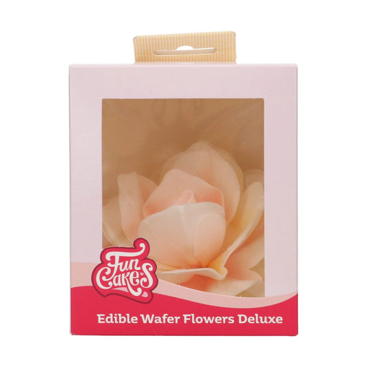 Essbare Papierblumen Deluxe Rose Pastella Gelb/Orange Ombre Groß in Verpackung
