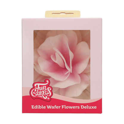 Essbare Papierblumen Pastella Pink Ombre Rose große Blüte verpackt