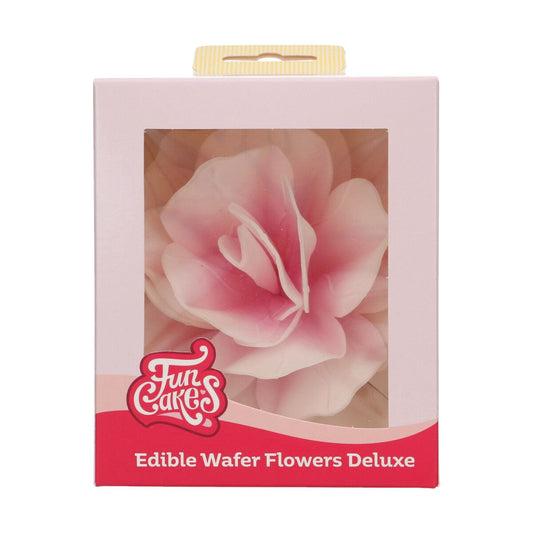Essbare Papierblumen Pastella Pink Ombre Rose große Blüte verpackt