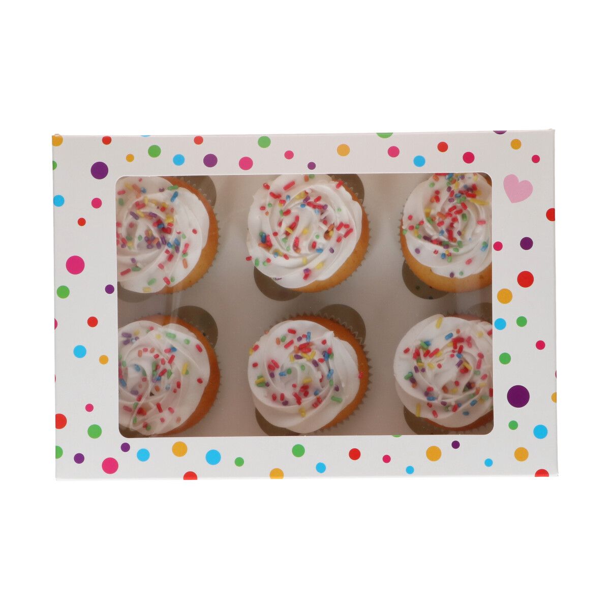 CupCake Schachtel für 6 CupCakes Motiv Konfetti