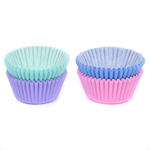 HoM mini Muffin Backförmchen in türkis, lila, blau und rosa