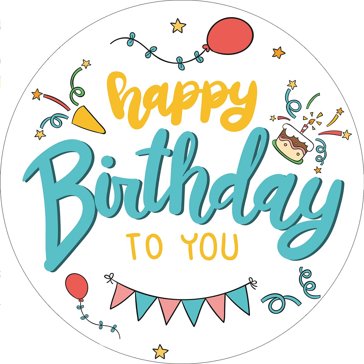 Tortenbild Happy Birthday Rund – Bild 1