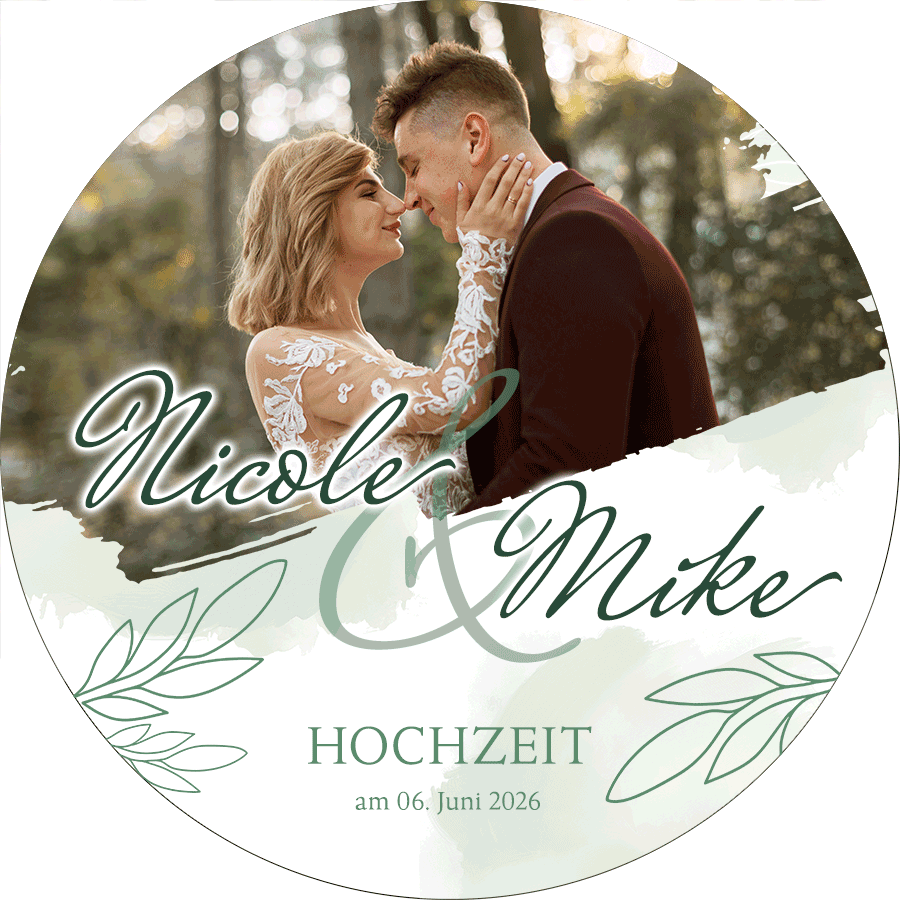Tortenbild Hochzeit - Grüne Zweige – Bild 1