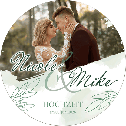 Tortenbild Hochzeit - Grüne Zweige – Bild 1